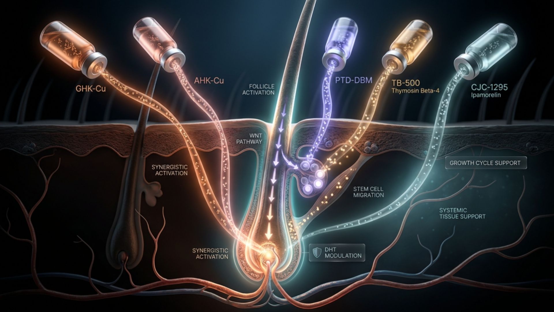 Copper peptides for hair growth and scalp support